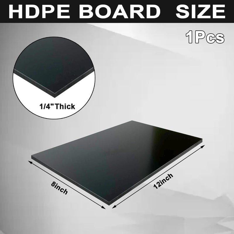 GLN High-Density Polyethylene (HDPE) Plastic Sheet 1/4" Thick 8" X 12"- Black HDPE Sheet,for Machining, Home Improvements, DIY Projects, Engineering,High-Density Polyethylene Plastic Block (Pack of 1) - Image 2